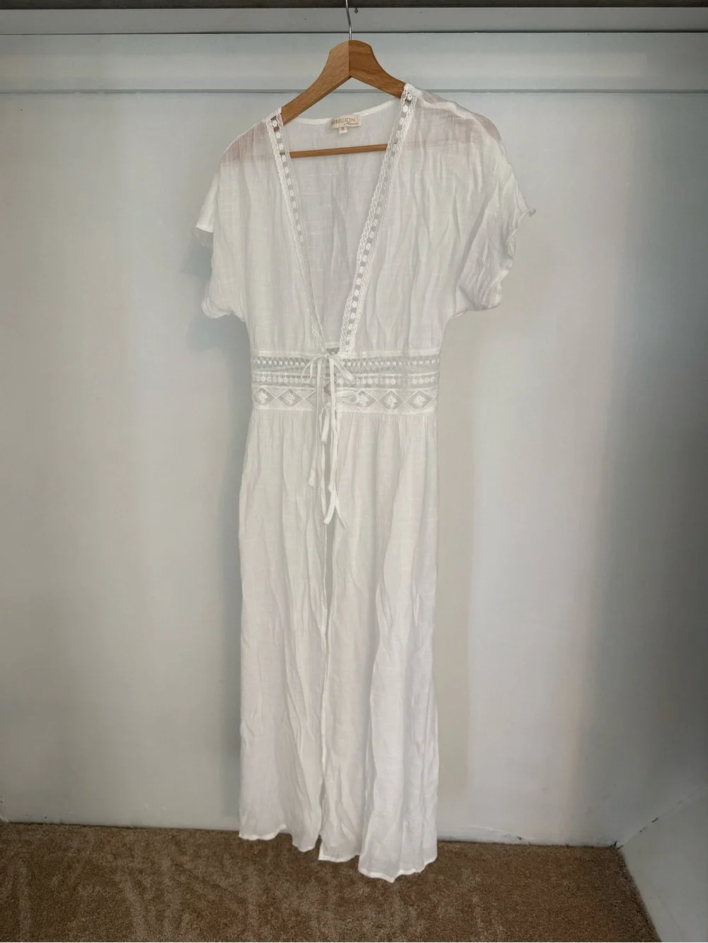 Rebellion White Lace-Trim V-Neck Dress